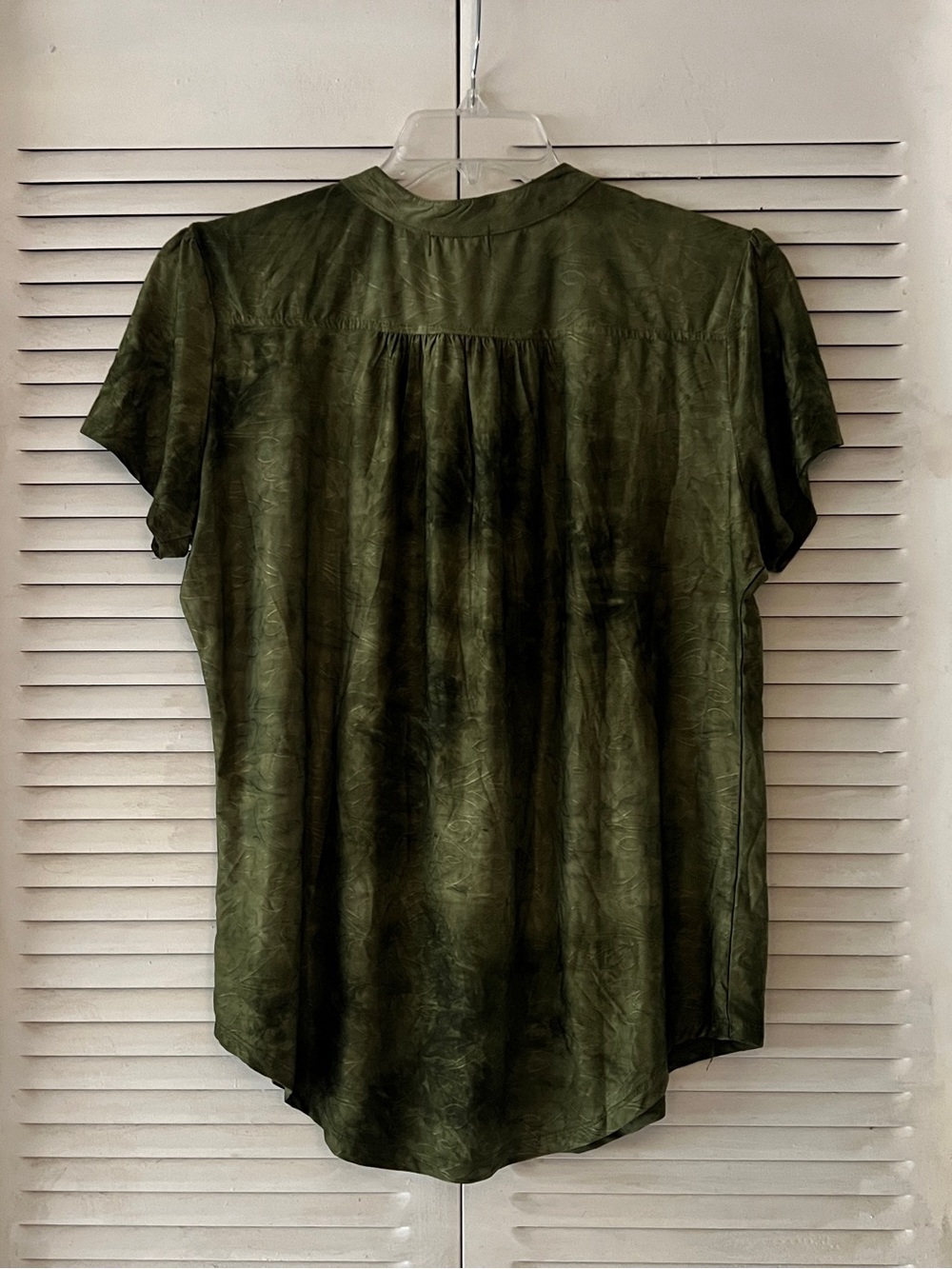Sienna Grace Soft Pleated Olive Green Women's Top with Stud Detail - Picture 4 of 7